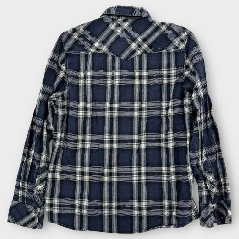 True Religion Shirt Mens‎ Large Western Fit Plaid Cowboy Flannel Long Sleeve